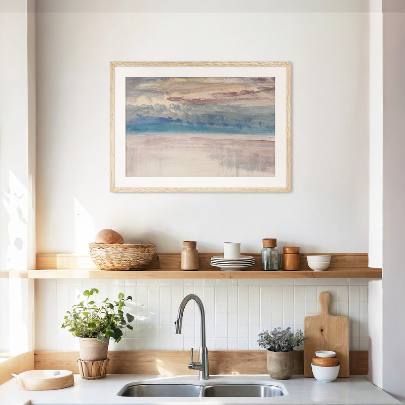 Muted Abstract Seascape Watercolor - Sage and Rose Prints