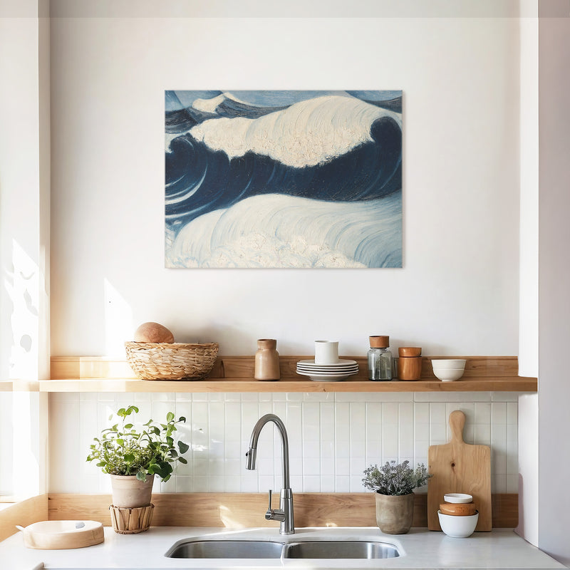 Wabi Sabi Wave Impasto Oil Painting - Sage and Rose Prints