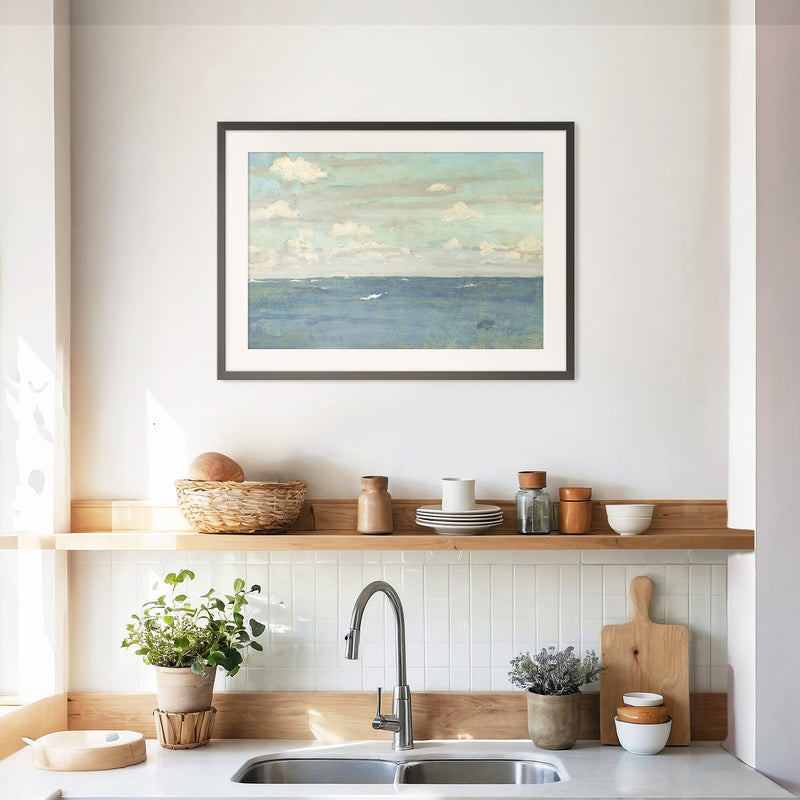 Dusty Blue Ocean Watercolor - Sage and Rose Prints