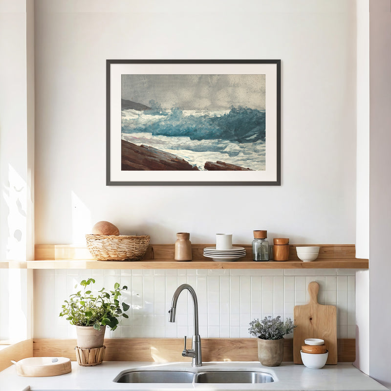 Ocean Watercolor in Deep Teal - Sage and Rose Prints