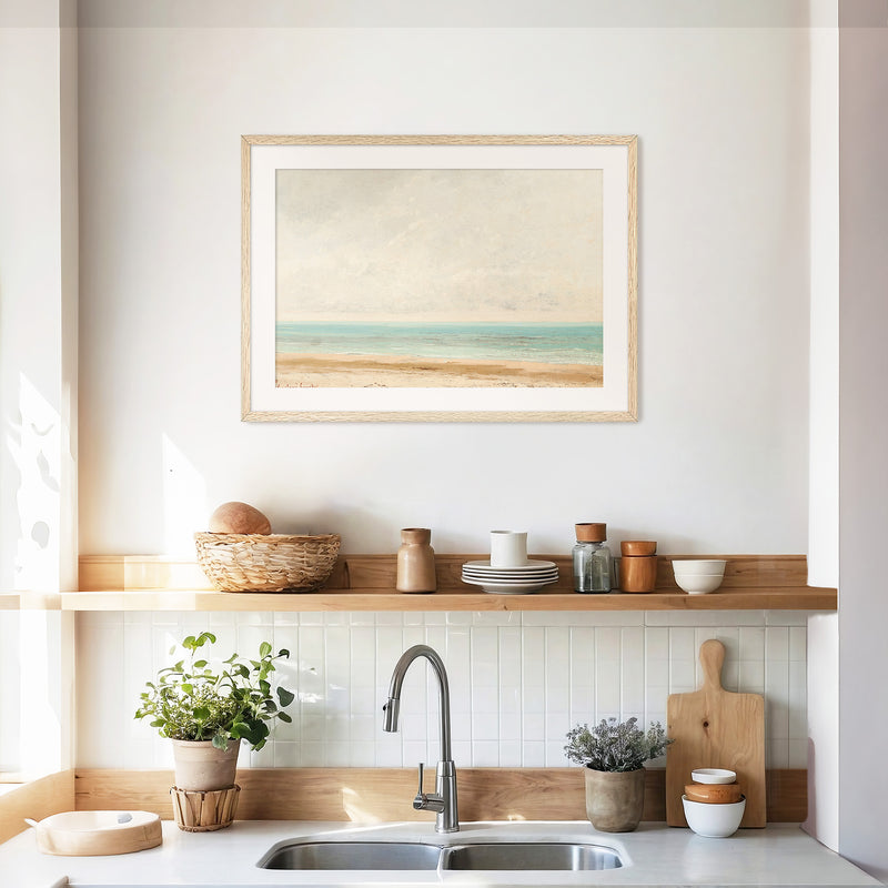 Bright Teal and Orange Abstract Seascape - Sage and Rose Prints