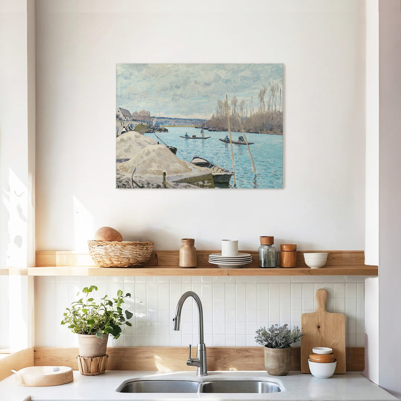 Boats on the River in Tan and Teal - Sage and Rose Prints