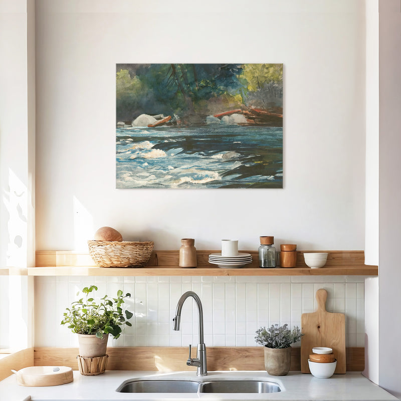 River Painting in Shades of Green - Sage and Rose Prints