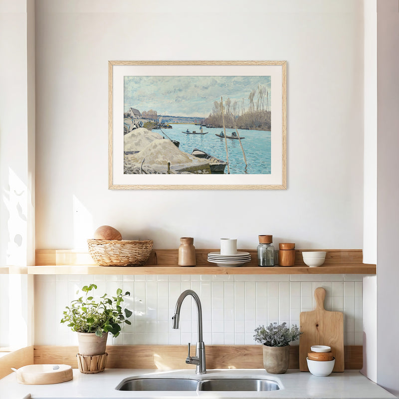 Boats on the River in Tan and Teal - Sage and Rose Prints