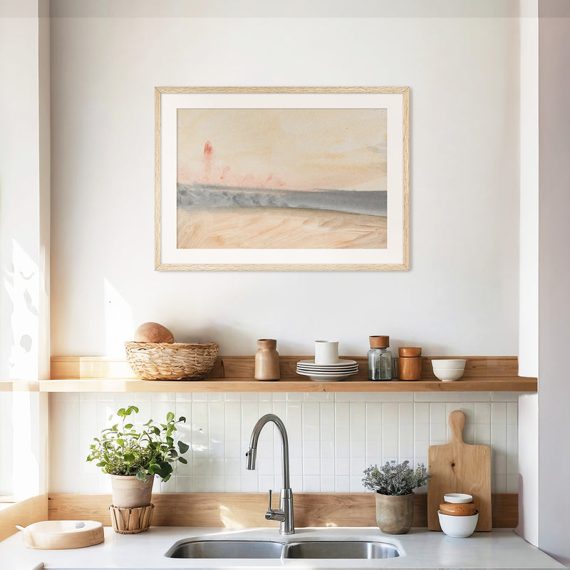 Simple Abstract Coastal Landscape - Sage and Rose Prints