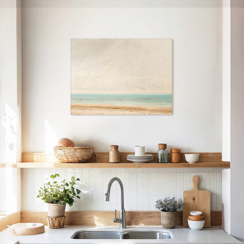 Bright Teal and Orange Abstract Seascape - Sage and Rose Prints