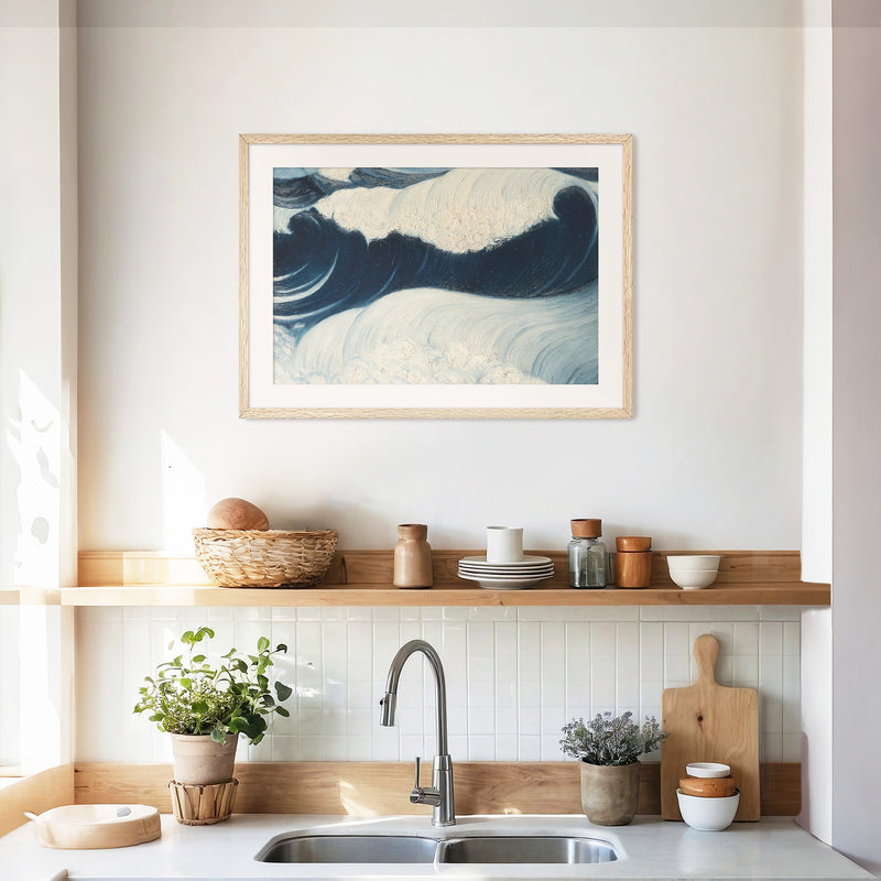 Wabi Sabi Wave Impasto Oil Painting - Sage and Rose Prints