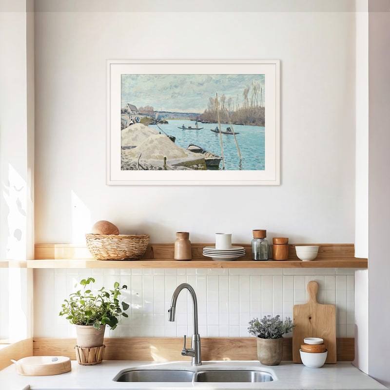 Boats on the River in Tan and Teal - Sage and Rose Prints