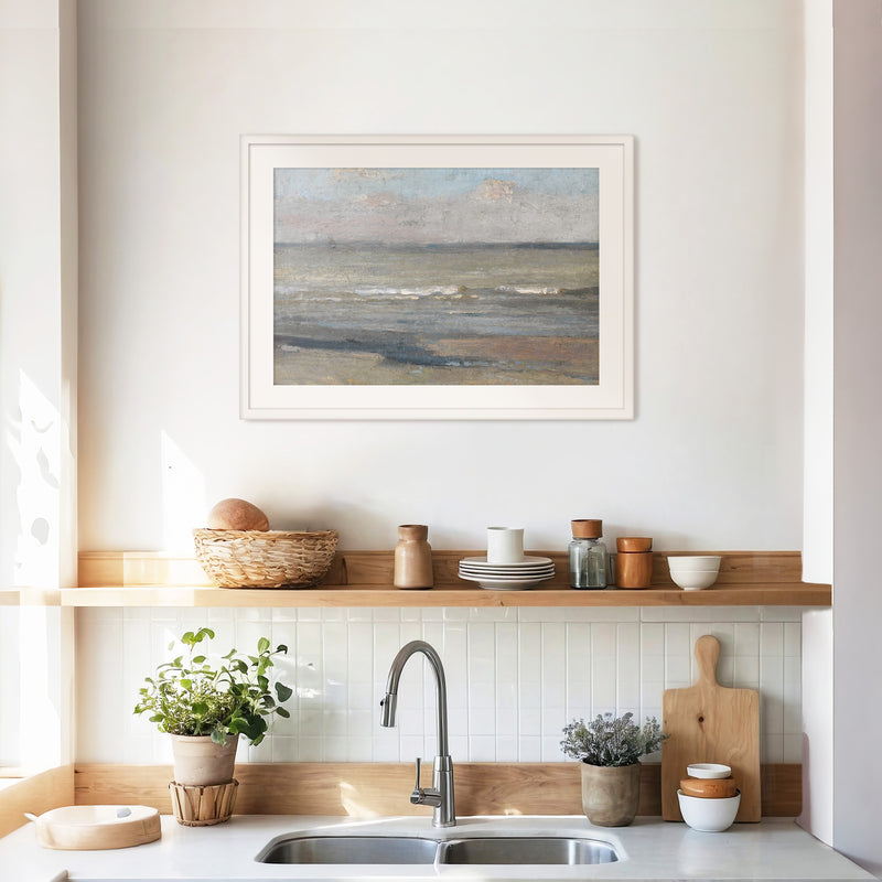 Muted Neutral Ocean Painting - Sage and Rose Prints