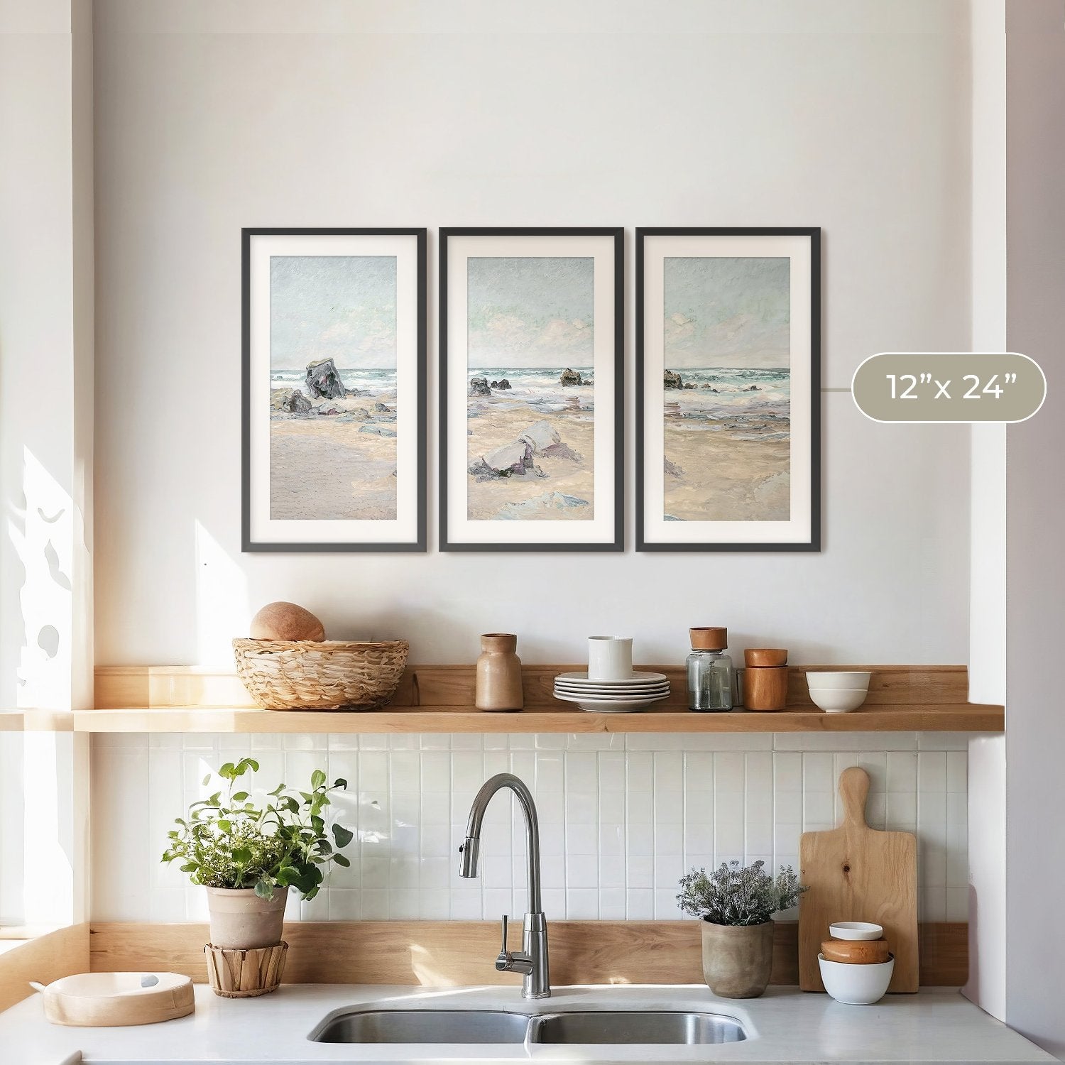 Coastal Wall Art -11-3x is a Coastal Painting of peaceful beach ideal for beach cottage and AirBnB interior decor sold by Sage and Rose Prints