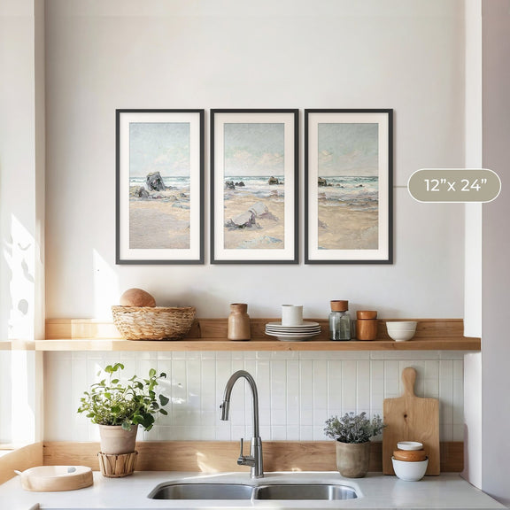 Coastal Wall Art -11-3x is a Coastal Painting of peaceful beach ideal for beach cottage and AirBnB interior decor sold by Sage and Rose Prints