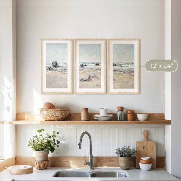 Coastal Wall Art -11-3x is a Coastal Painting of peaceful beach ideal for beach cottage and AirBnB interior decor sold by Sage and Rose Prints