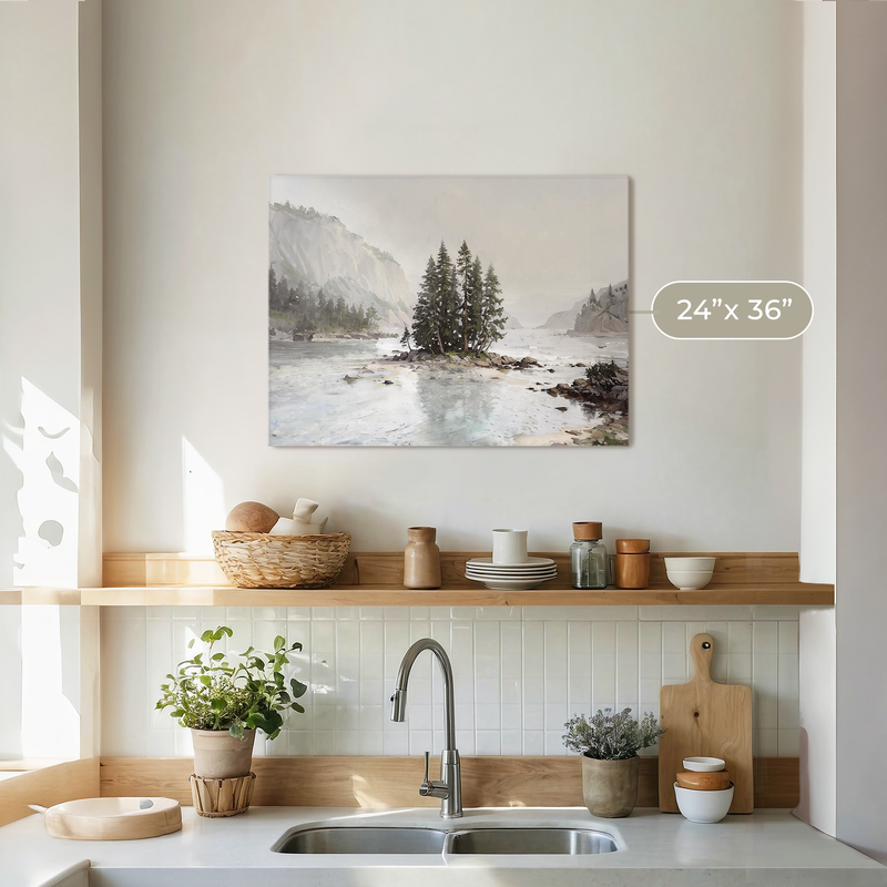 Misty Fjord Painting No2 - Sage and Rose Prints