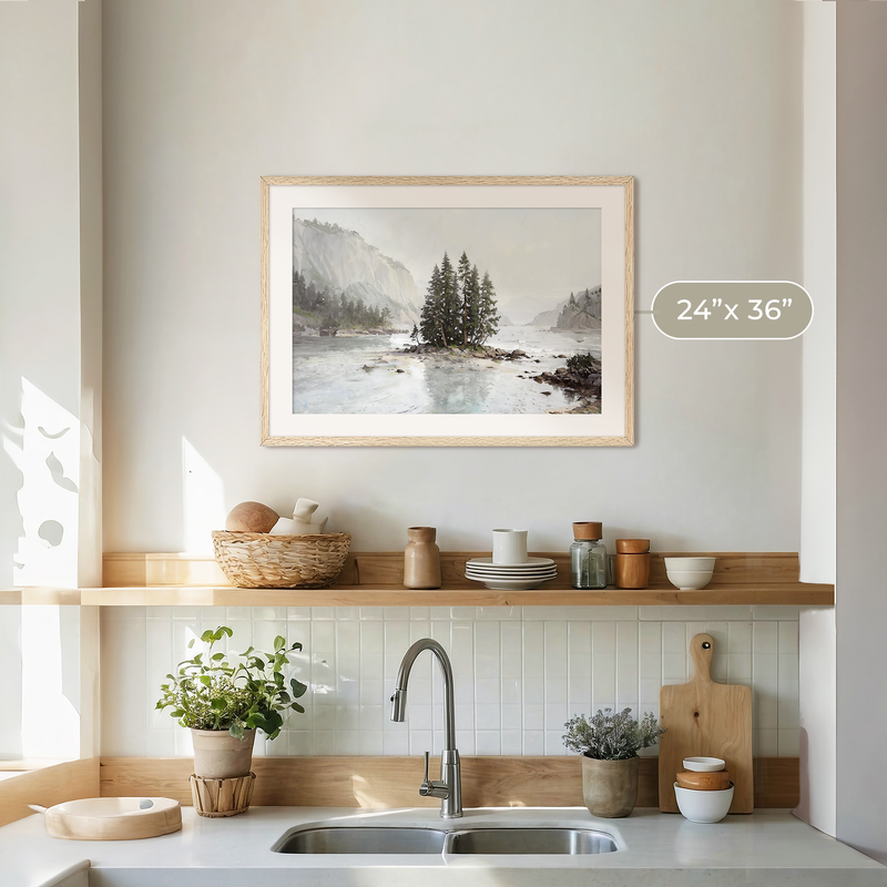 Misty Fjord Painting No2 - Sage and Rose Prints