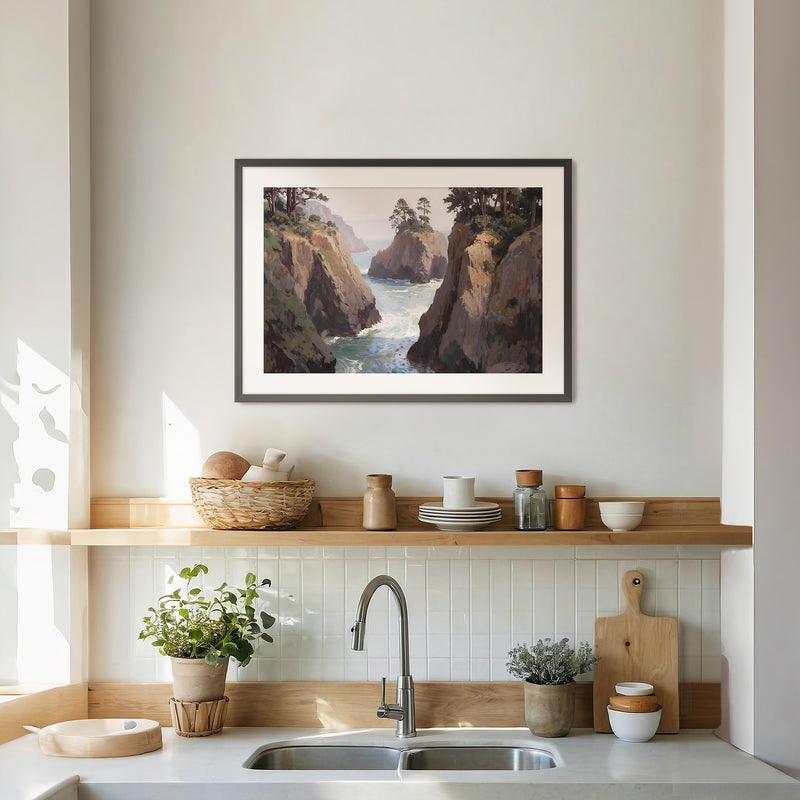 Ocean Cliffs and Glacial Blue Sea No2 - Sage and Rose Prints