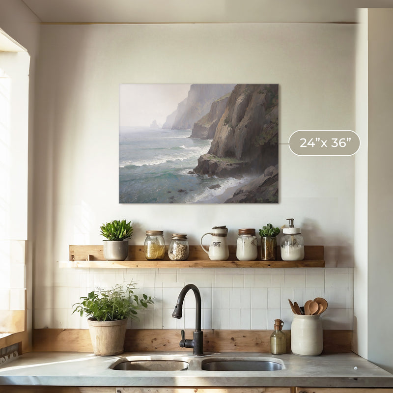 Misty Cliffs Painting No2 - Sage and Rose Prints