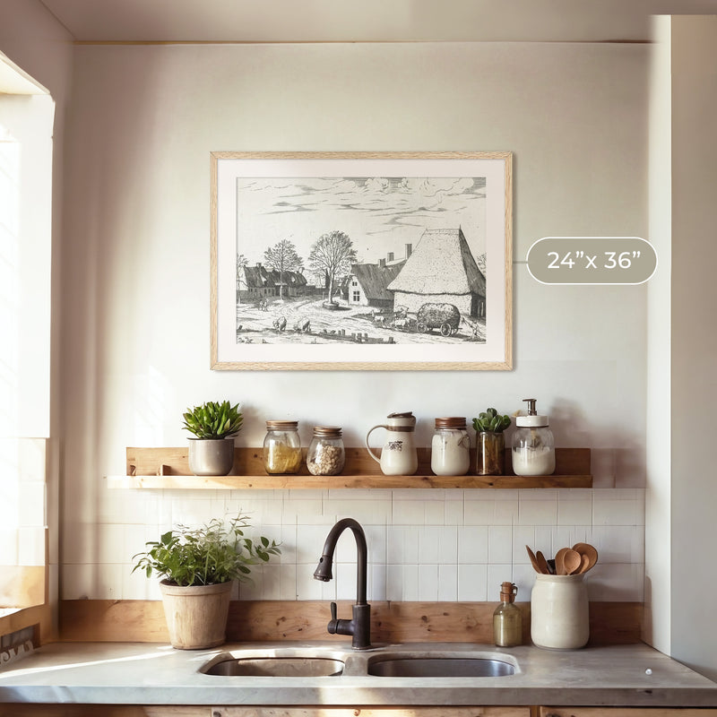 Cottagecore Black and White Illustration - Sage and Rose Prints