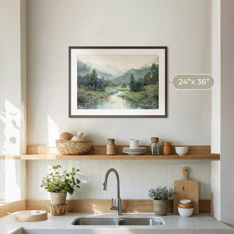 Rocky Mountain River Valley No2 - Sage and Rose Prints