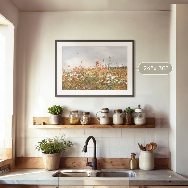 Poppies Spring Bloom Impressionist Painting No1 - Sage and Rose Prints