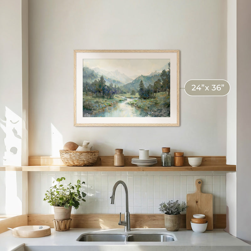 Rocky Mountain River Valley No2 - Sage and Rose Prints