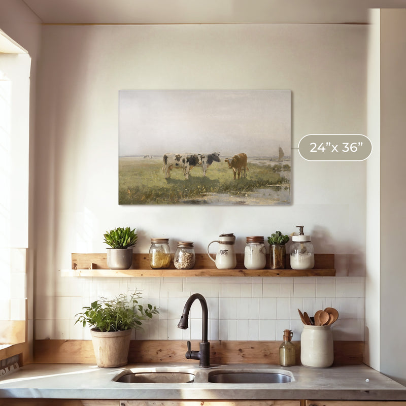 Old Masters Cow Painting No1 - Sage and Rose Prints