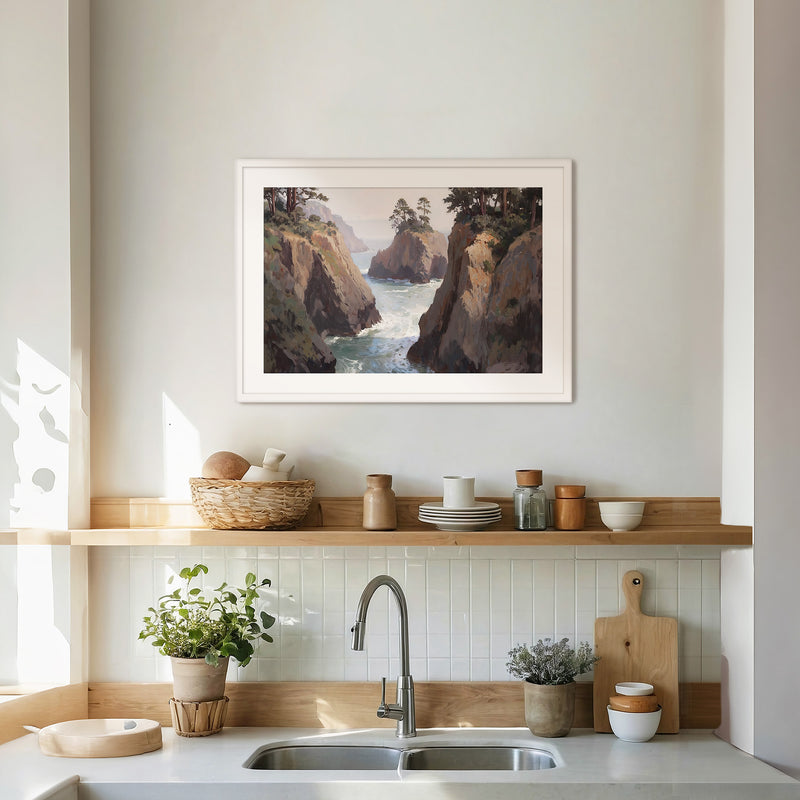 Ocean Cliffs and Glacial Blue Sea No2 - Sage and Rose Prints