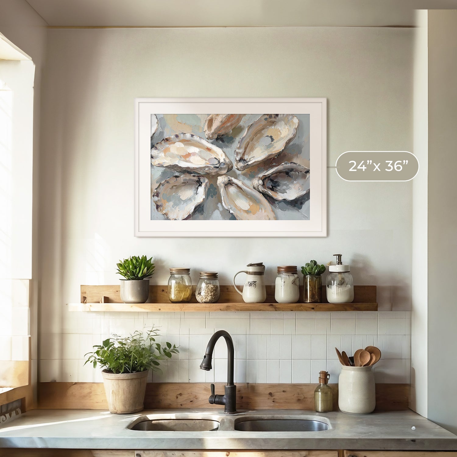 Oyster Shells Painting No2 - Sage and Rose Prints