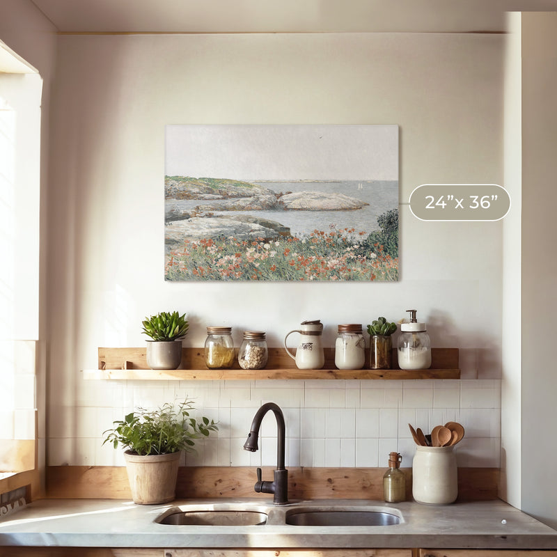 Serene Impressionist Coastal Flowers - Sage and Rose Prints