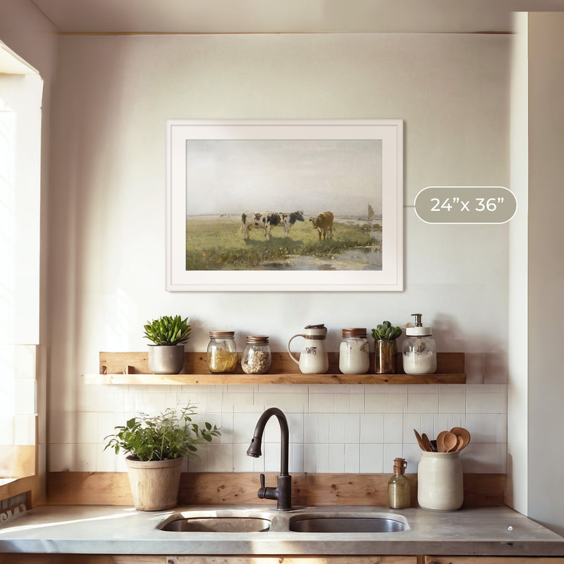 Old Masters Cow Painting No1 - Sage and Rose Prints