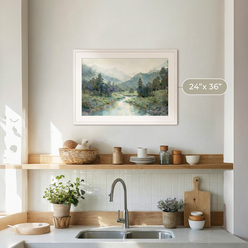 Rocky Mountain River Valley No2 - Sage and Rose Prints