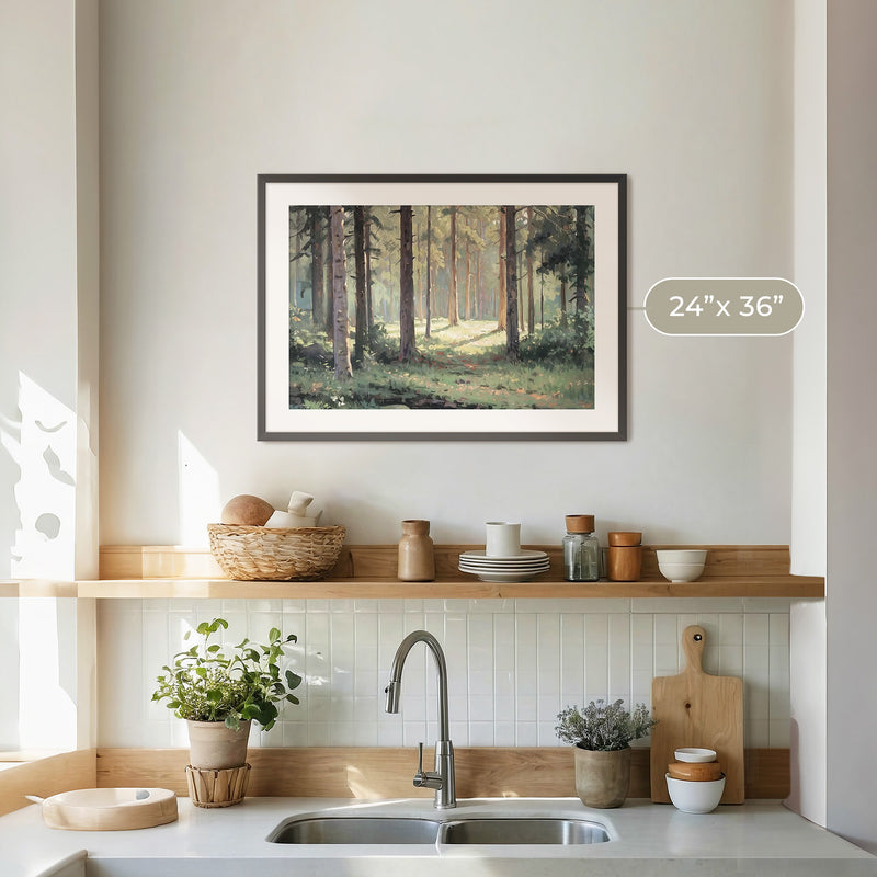 Sunny Forest Clearing Painting No2 - Sage and Rose Prints