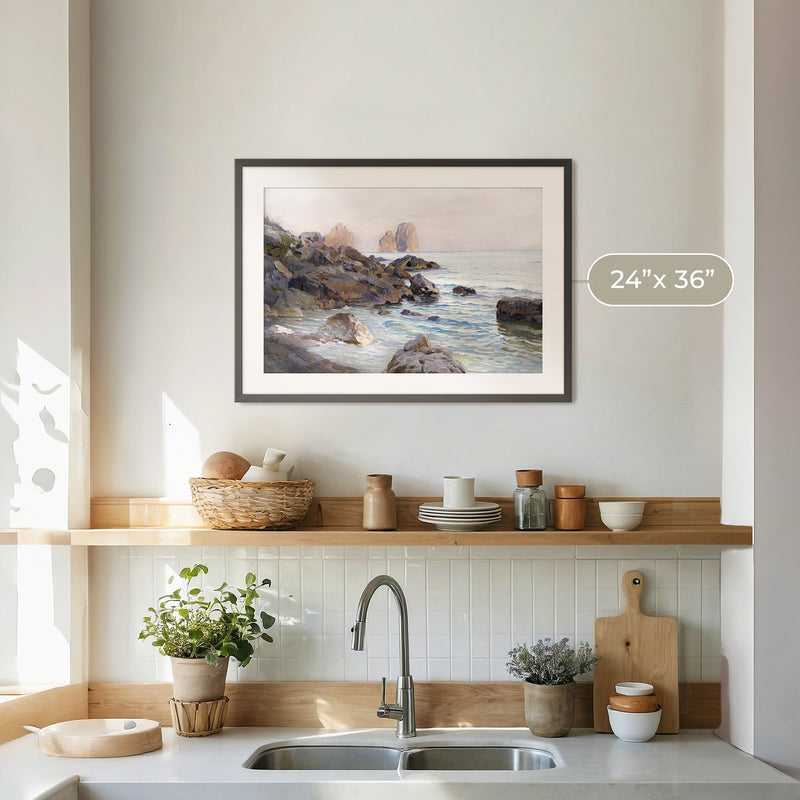 Seaside Sunrise with Coral Pink No2 - Sage and Rose Prints