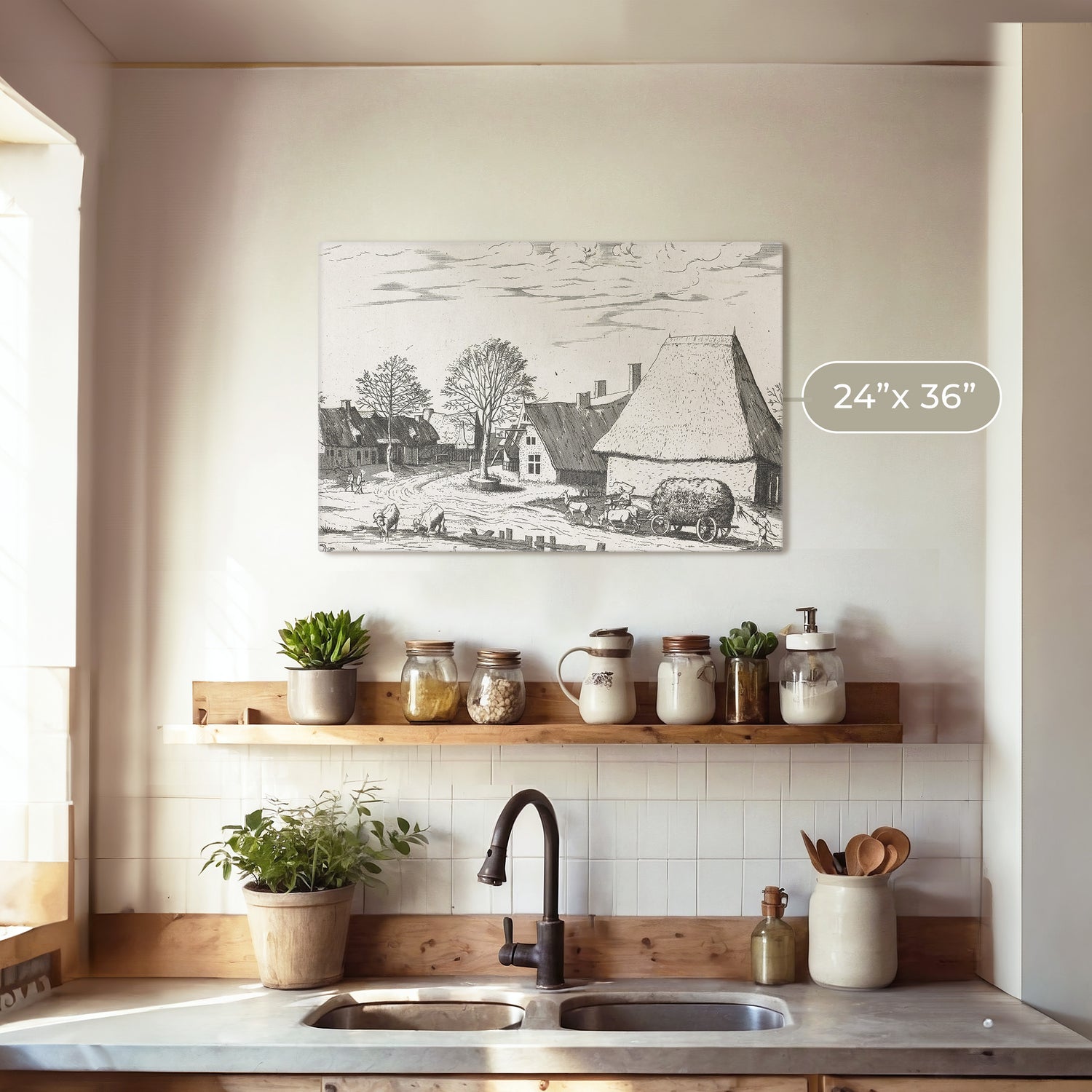 Cottagecore Black and White Illustration - Sage and Rose Prints