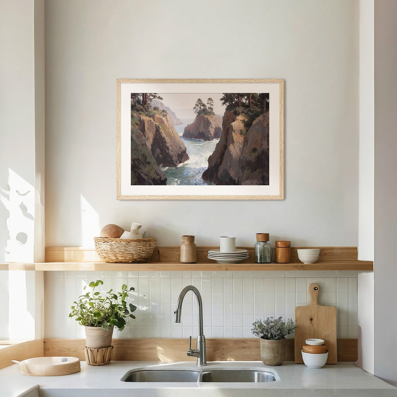 Ocean Cliffs and Glacial Blue Sea No2 - Sage and Rose Prints