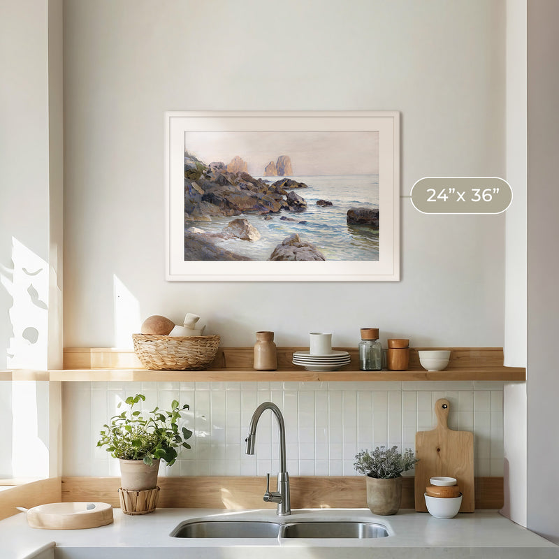 Seaside Sunrise with Coral Pink No2 - Sage and Rose Prints