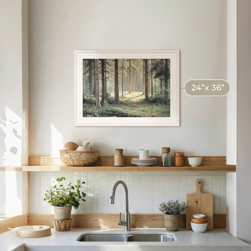 Sunny Forest Clearing Painting No2 - Sage and Rose Prints