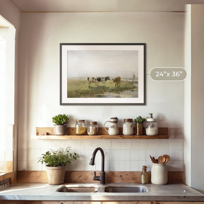 Old Masters Cow Painting No1 - Sage and Rose Prints