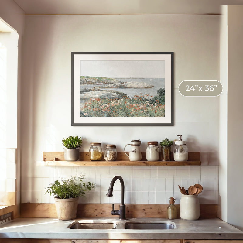 Serene Impressionist Coastal Flowers - Sage and Rose Prints