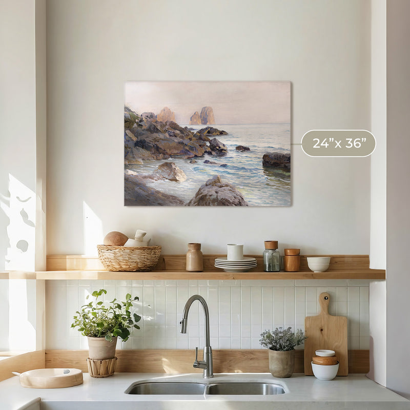 Seaside Sunrise with Coral Pink No2 - Sage and Rose Prints