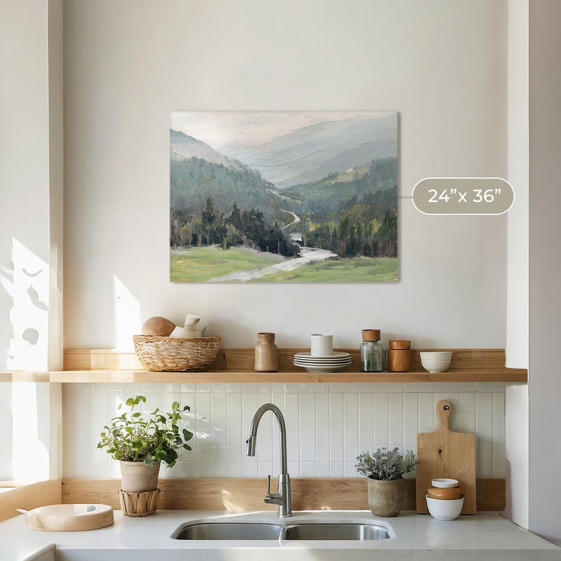 Blue Mountain Oil Painting No2 - Sage and Rose Prints