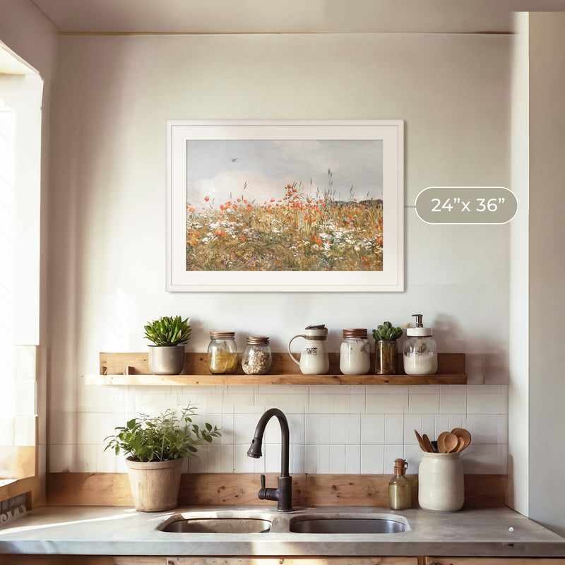 Poppies Spring Bloom Impressionist Painting No1 - Sage and Rose Prints