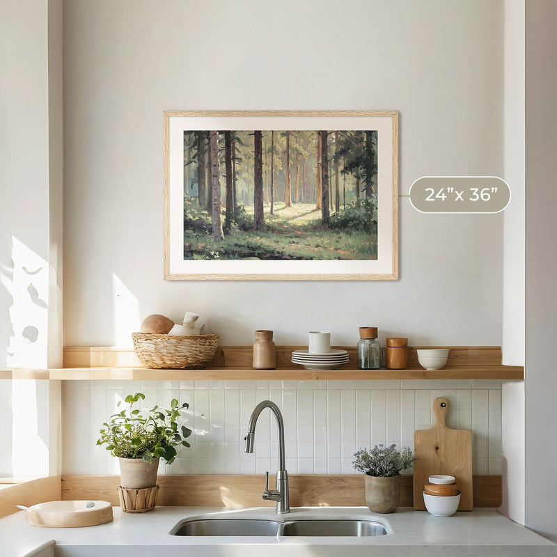 Sunny Forest Clearing Painting No2 - Sage and Rose Prints