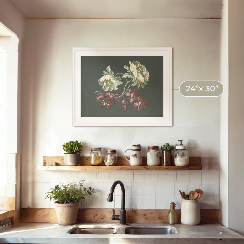 Green Floral Botanical Print No2 - Sage and Rose Prints