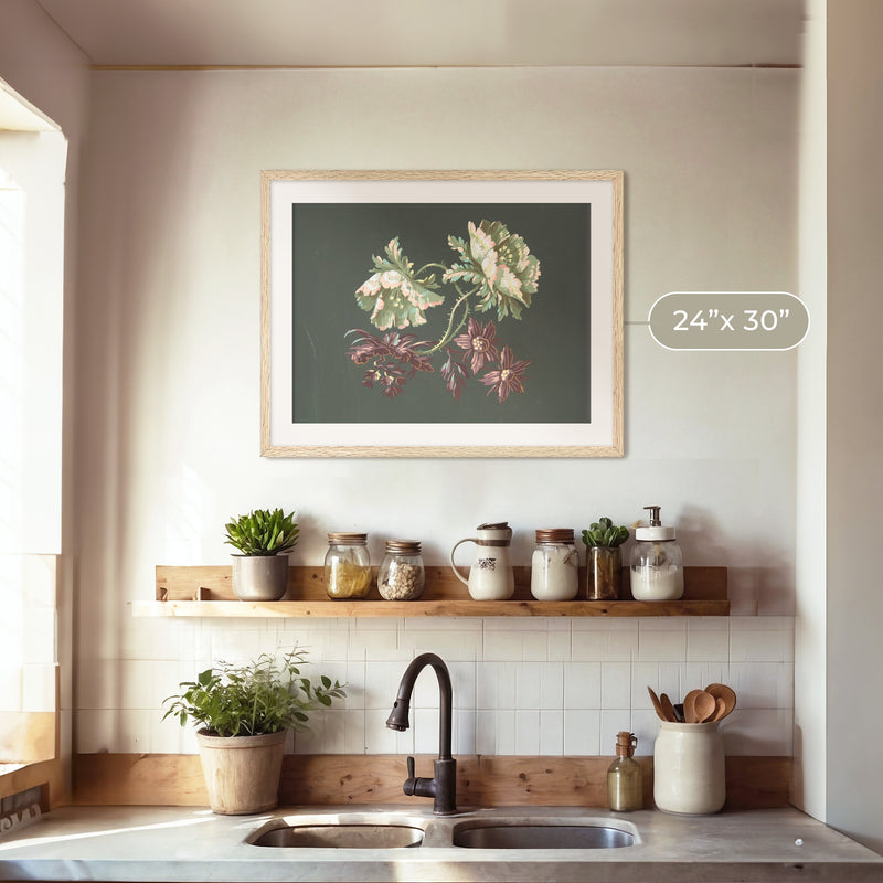 Green Floral Botanical Print No2 - Sage and Rose Prints
