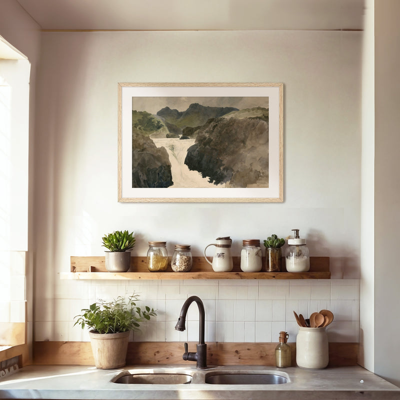 River Rapids Muted Watercolor No2 - Sage and Rose Prints