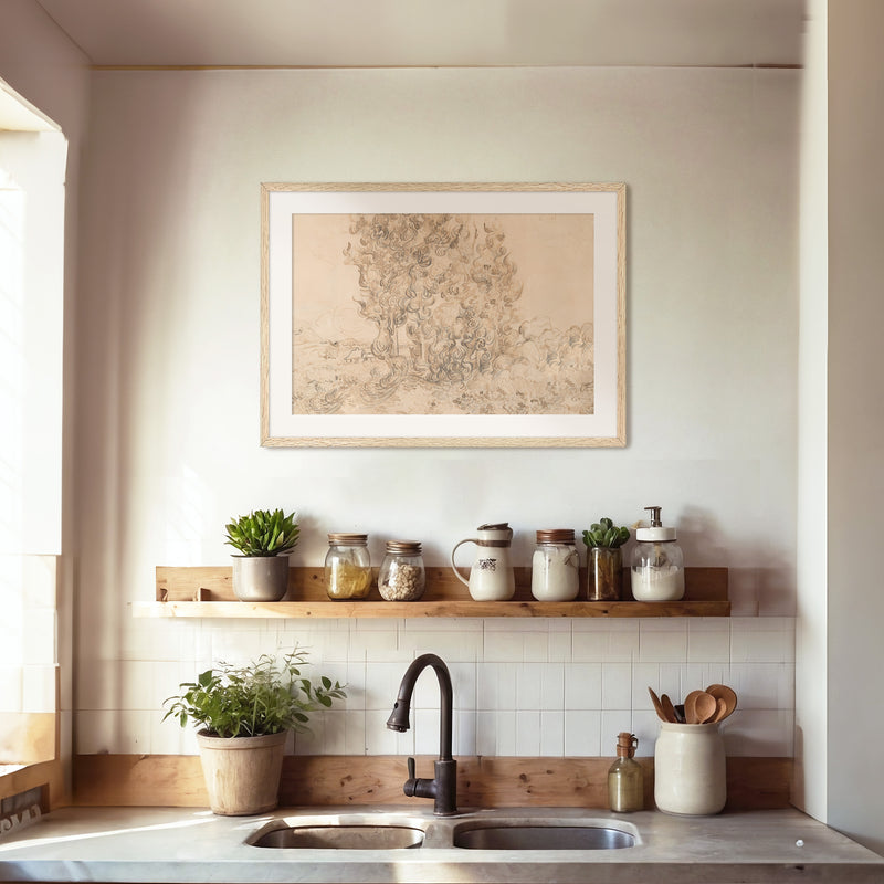 Vintage Drawing by Vincent Van Gogh No2 - Sage and Rose Prints