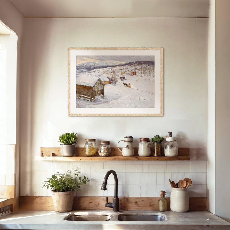 Cabin in the Snow Impressionist Painting - Sage and Rose Prints