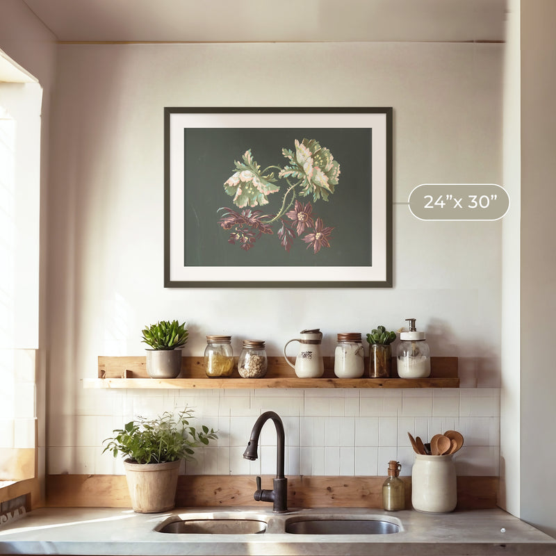 Green Floral Botanical Print No2 - Sage and Rose Prints