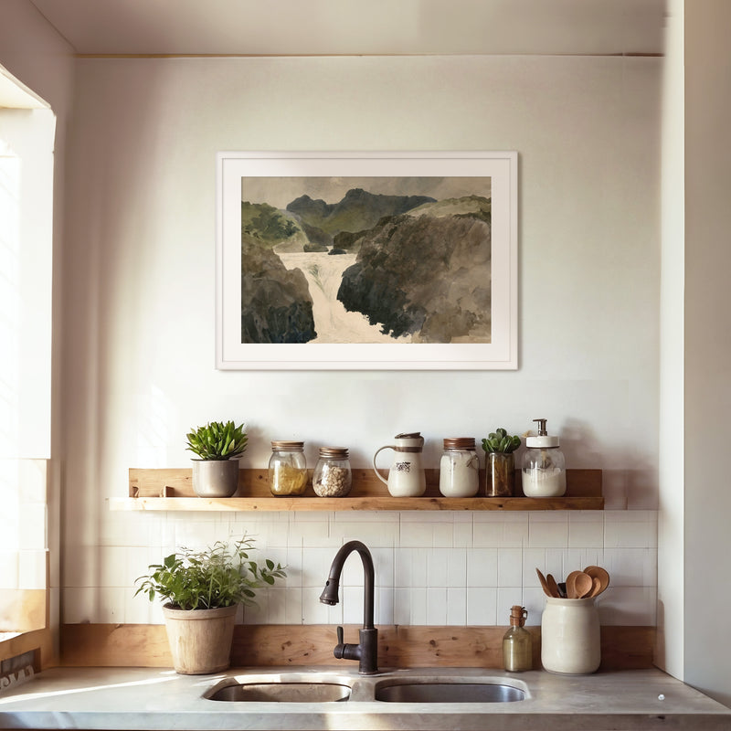 River Rapids Muted Watercolor No2 - Sage and Rose Prints