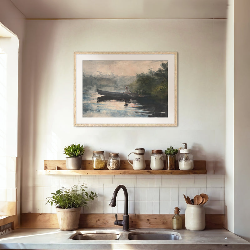 Muted Waters Fishing Watercolor No2 - Sage and Rose Prints